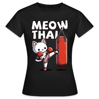 Muay Thai Boxing, Thai Boxing Kickboxen Meow Thai - Frauen T-Shirt - Schwarz - Vorne - AI Model Female 172 dark (172cm)