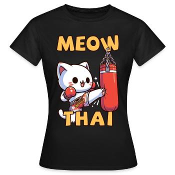 Muay Thai Boxing, Thai Boxing Kickboxen Meow Thai - Frauen T-Shirt - Schwarz - Vorne - AI Model Female 172 dark (172cm)
