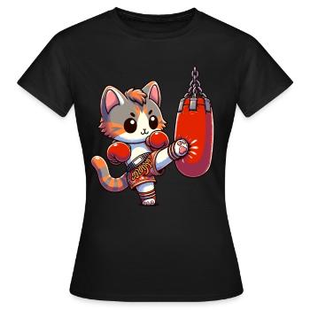 Muay Thai Boxing, Thai Boxing Kickboxen Kickboxer - Frauen T-Shirt - Schwarz - Vorne - AI Model Female 172 dark (172cm)