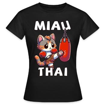 Muay Thai Boxing, Thai Boxing Kickboxen Miau Thai - Frauen T-Shirt - Schwarz - Vorne - AI Model Female 172 dark (172cm)