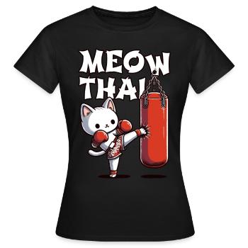 Muay Thai Boxing, Thai Boxing Kickboxen Meow Thai - Frauen T-Shirt - Schwarz - Vorne - AI Model Female 172 dark (172cm)