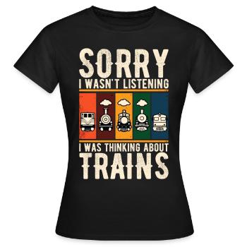 Train Locomotive Chemin De Fer Conducteur De Train Conducteur De Train - T-shirt Femme - noir - Devant - AI Model Female 172 dark (172cm)