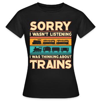 Train Locomotive Chemin De Fer Conducteur De Train Conducteur De Train - T-shirt Femme - noir - Devant - AI Model Female 172 dark (172cm)