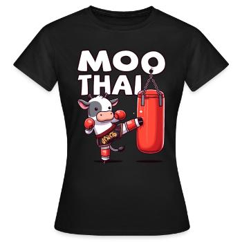 Muay Thai Boxing, Thai Boxing Kickboxen, Moo Thai - Frauen T-Shirt - Schwarz - Vorne - AI Model Female 172 dark (172cm)