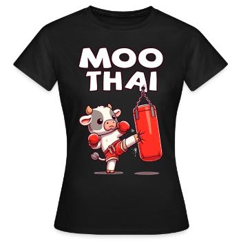 Muay Thai Boxing, Thai Boxing Kickboxen, Moo Thai - Frauen T-Shirt - Schwarz - Vorne - AI Model Female 172 dark (172cm)