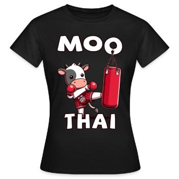 Muay Thai Boxing, Thai Boxing Kickboxen, Moo Thai - Frauen T-Shirt - Schwarz - Vorne - AI Model Female 172 dark (172cm)
