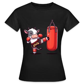 Muay Thai Boxing, Thai Boxing Kickboxen Kickboxer - Frauen T-Shirt - Schwarz - Vorne - AI Model Female 172 dark (172cm)
