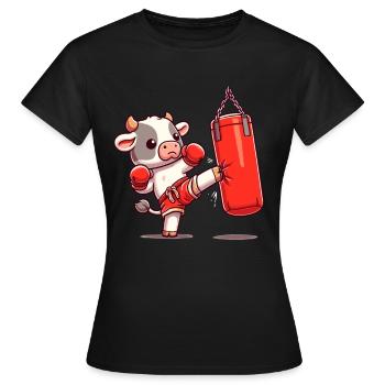 Muay Thai Boxing, Thai Boxing Kickboxen Kickboxer - Frauen T-Shirt - Schwarz - Vorne - AI Model Female 172 dark (172cm)