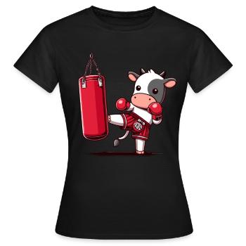 Muay Thai Boxing, Thai Boxing Kickboxen Kickboxer - Frauen T-Shirt - Schwarz - Vorne - AI Model Female 172 dark (172cm)