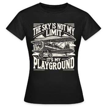 Pilot, Pilotin, Flugzeug, Flieger, Flugschule - Frauen T-Shirt - Schwarz - Vorne - AI Model Female 172 dark (172cm)