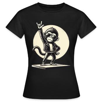 Rock, Rocker, Rock Musik, Heavy Metal, Rock Hand - Frauen T-Shirt - Schwarz - Vorne - AI Model Female 172 dark (172cm)