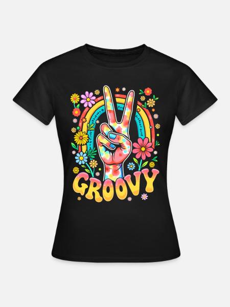 Groovy Hippie 70s 1970s 60s Party - Women's T-Shirt - black