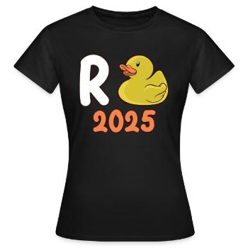 Rente 2025 Ente Rentner 2025 Ruhestand Pension - Frauen T-Shirt - Schwarz - Vorne - AI Model Female 172 dark (172cm)