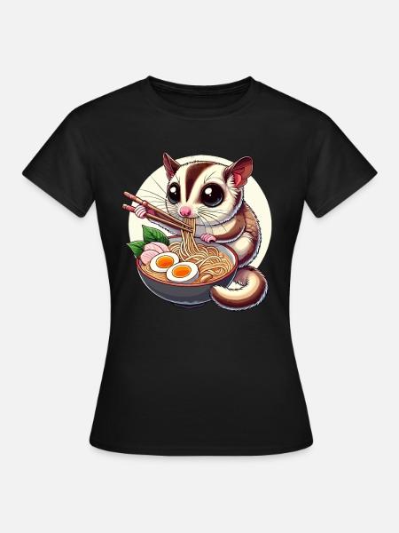 Kurzkopfgleitbeutler, petauro dello zucchero, ramen - Maglietta da donna - nero