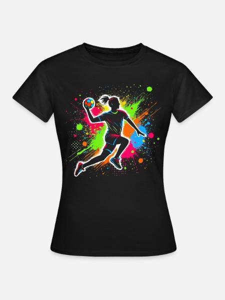 Handball Handballerin, bunt Handballspielerin - Frauen T-Shirt - Schwarz