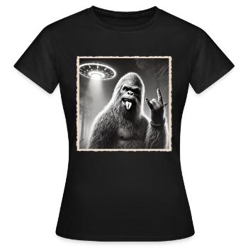Rock, Rocker, Rock Musik, Heavy Metal, Rock Hand - Frauen T-Shirt - Schwarz - Vorne - AI Model Female 172 dark (172cm)