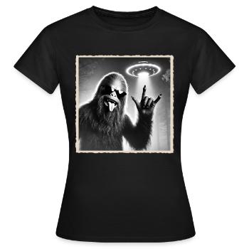Rock, Rocker, Rock Musik, Heavy Metal, Rock Hand - Frauen T-Shirt - Schwarz - Vorne - AI Model Female 172 dark (172cm)