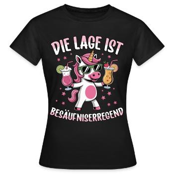 Die Lage Ist Besäufniserregend Einhorn Party - Frauen T-Shirt - Schwarz - Vorne - AI Model Female 172 dark (172cm)