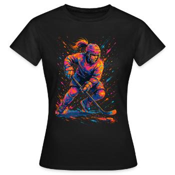 Hockey sur glace Joueuse de hockey sur glace Femme - T-shirt Femme - noir - Devant - AI Model Female 172 dark (172cm)