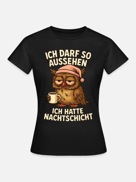 Nachtschicht Nachtdienst Krankenschwester Eule - Frauen T-Shirt - Schwarz