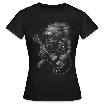 Musique Rock, Chat, Guitare, Rocker, Musique Rock - T-shirt Femme - noir - Devant - AI Model Female 172 dark (172cm)