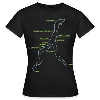 Lago di Como mit Orten - Comer See - Frauen T-Shirt - Schwarz - Vorne - AI Model Female 172 dark (172cm)