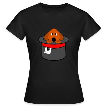 Mignon chien dans le chapeau magique magique magique cadeau - T-shirt Femme - noir - Devant - AI Model Female 172 dark (172cm)