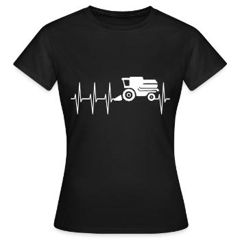 Heartbeat ECG Pulse Farmer Combine - T-shirt Femme - noir - Devant - AI Model Female 172 dark (172cm)