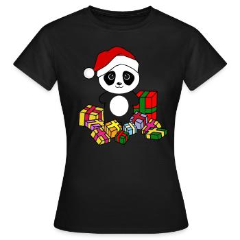 Panda with Christmas presents. Christmas - Women's T-Shirt - black - Front - AI Model Female 172 dark (172cm)
