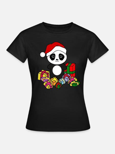 Panda with Christmas presents. Christmas - Women's T-Shirt - black
