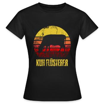 Vache Whispering Bétail Bétail Agriculteur Rétro Whisperer - T-shirt Femme - noir - Devant - AI Model Female 172 dark (172cm)