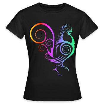 Hahn Huhn Henne Kücken Ei Regenbogen Hühner - Frauen T-Shirt - Schwarz - Vorne - AI Model Female 172 dark (172cm)