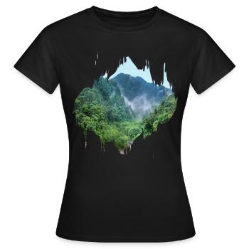 Regenwald Urwald Amazonas Farbfleck Geschenk - Frauen T-Shirt - Schwarz - Vorne - AI Model Female 172 dark (172cm)