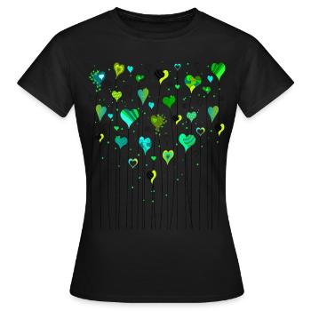 Coeurs sur tige coeurs verts merci beaucoup - T-shirt Femme - noir - Devant - AI Model Female 172 dark (172cm)
