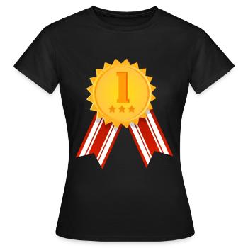 1ère place - gagnant - taille de la médaille gagnante réglable - T-shirt Femme - noir - Devant - AI Model Female 172 dark (172cm)
