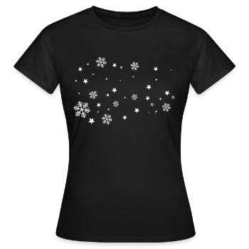 Étoiles blanches et flocons de neige - T-shirt Femme - noir - Devant - AI Model Female 172 dark (172cm)
