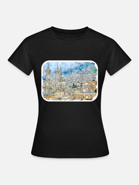 Quito Ecuador Aquarell Skizze Illustration - Frauen T-Shirt - Schwarz