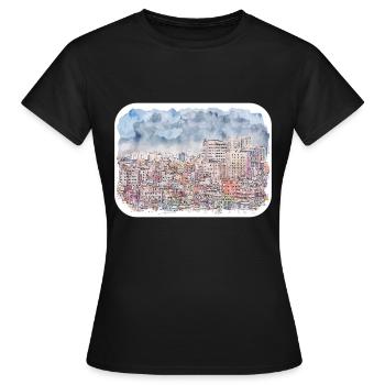 Dhaka Bangladesh Watercolor Sketch Drawn Illustrat - Women's T-Shirt - black - Front - AI Model Female 172 dark (172cm)