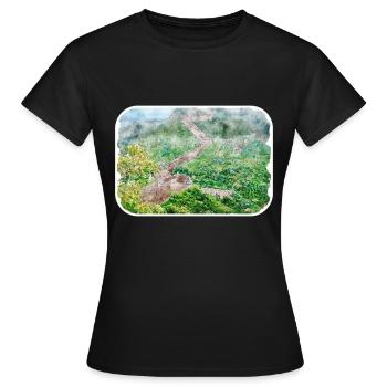 Illustration de l’esquisse à l’aquarelle de Pékin - T-shirt Femme - noir - Devant - AI Model Female 172 dark (172cm)