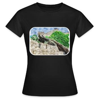 Illustration de l’esquisse à l’aquarelle de Pékin - T-shirt Femme - noir - Devant - AI Model Female 172 dark (172cm)