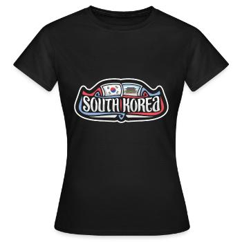 Südkorea Flagge Reise Souvenir Aufkleber Abzeichen Protokoll - Frauen T-Shirt - Schwarz - Vorne - AI Model Female 172 dark (172cm)