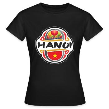 Hanoi Vietnam Drapeau Badge Voyage Souvenir Timbre - T-shirt Femme - noir - Devant - AI Model Female 172 dark (172cm)