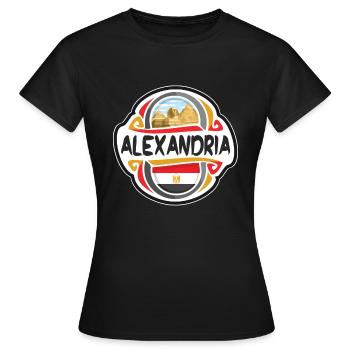Alexandria Ägypten Flagge Abzeichen Reise Souvenir Stempel - Frauen T-Shirt - Schwarz - Vorne - AI Model Female 172 dark (172cm)