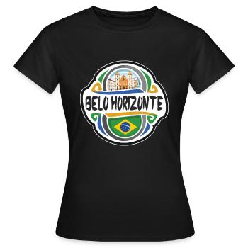 Belo Horizonte Brésil Drapeau Voyage Souvenir Badge S - T-shirt Femme - noir - Devant - AI Model Female 172 dark (172cm)