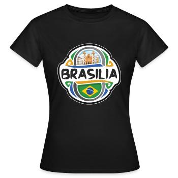 Brasilia Brazil Flag Badge Travel Souvenir Stamp - Women's T-Shirt - black - Front - AI Model Female 172 dark (172cm)
