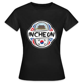 Incheon Südkorea Flagge Reise Souvenir Abzeichen Sta - Frauen T-Shirt - Schwarz - Vorne - AI Model Female 172 dark (172cm)