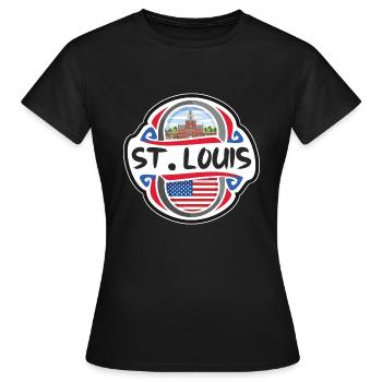 St. Louis États-Unis Drapeau des États-Unis Souvenir de voyage B - T-shirt Femme - noir - Devant - AI Model Female 172 dark (172cm)