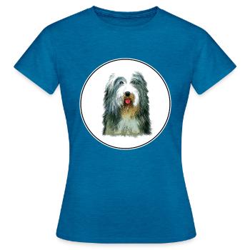 Beagle-Harrier Scent Hound Dog Sketch Illustration - T-shirt Femme - bleu saphir antique chiné - Devant - AI Model Female 172 dark (172cm)