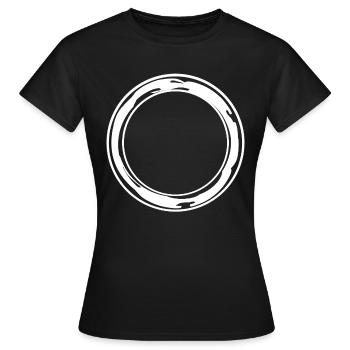 Cercle rond blanc avec taches de couleur - T-shirt Femme - noir - Devant - AI Model Female 172 dark (172cm)