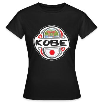 Kobe Japan Flagge Abzeichen Reise Souvenir Briefmarke - Frauen T-Shirt - Schwarz - Vorne - AI Model Female 172 dark (172cm)